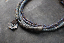 Load image into Gallery viewer, Wildflower Woman Necklace: Almost Melt, an Aquamarine and Antique African Trade Bead Necklace
