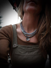 Load image into Gallery viewer, Wildflower Woman Necklace: Almost Melt, an Aquamarine and Antique African Trade Bead Necklace
