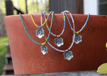 Load image into Gallery viewer, Daffodil Necklace #9: Periwinkle and Antique African Seed Bead Necklace
