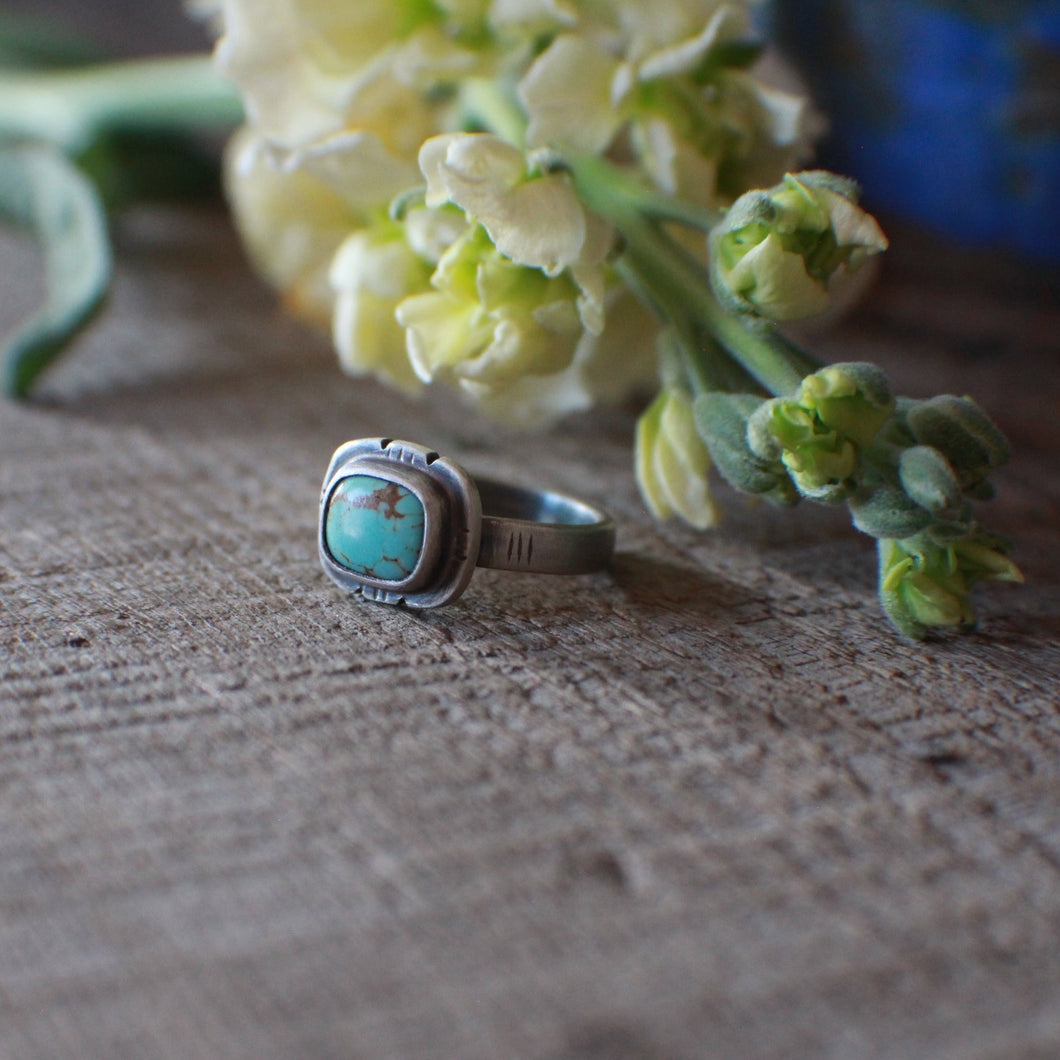 ~ A Turquoise Ring for Turquoise Lovers: Size 5.5 Nevada Number 8 Turquoise Square