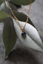 Load image into Gallery viewer, 6mm Round Cabochon Montana Sapphire Necklace in 14k Gold Fill on Gold Bead Cable Chain
