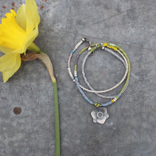 Load image into Gallery viewer, Daffodil Necklace #2: Periwinkle and Antique African Seed Bead Necklace
