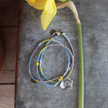 Load image into Gallery viewer, Daffodil Necklace #7: Periwinkle and Antique African Seed Bead Necklace
