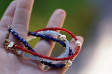 Load image into Gallery viewer, Summer Tides - Lapis Lazuli & freshwater pearl bracelet with 14k Gold Fill