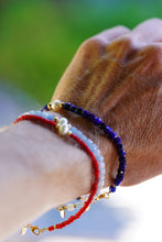 Load image into Gallery viewer, Summer Tides - Lapis Lazuli & freshwater pearl bracelet with 14k Gold Fill