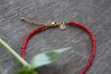 Load image into Gallery viewer, Lumiere Necklace in Red antique white-heart beads - 14k Gold Fill - extends 16-18"