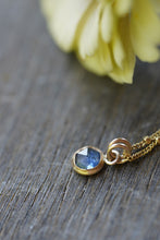 Load image into Gallery viewer, Brightest Blue 6mm rose cut Montana Sapphire Necklace in 14k Gold Fill
