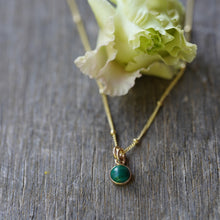 Load image into Gallery viewer, Malachite Necklace in 14k Gold FIll - 6mm round on bead chain - personal growth & transformation