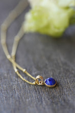 Load image into Gallery viewer, Lapis Lazuli Necklace in 14k Gold FIll - 6mm round on bead chain - Truth and Insight