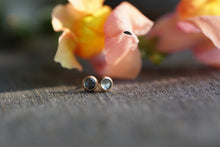 Load image into Gallery viewer, Teal-y Blue rose cut Montana Sapphire 4mm Studs in 14k Gold Fill