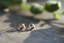 Load image into Gallery viewer, Teal-y Blue rose cut Montana Sapphire 4mm Studs in 14k Gold Fill