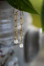 Load image into Gallery viewer, Paperclip Chain Dangle Earrings in Aquamarine