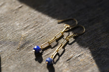 Load image into Gallery viewer, Paperclip Chain Dangle Earrings in Lapis Lazuli