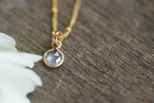 Load image into Gallery viewer, Light Sage Green 6mm rose cut Montana Sapphire Necklace in 14k Gold Fill