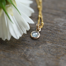 Load image into Gallery viewer, Light Sage Green 6mm rose cut Montana Sapphire Necklace in 14k Gold Fill