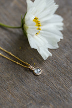 Load image into Gallery viewer, Light Sage Green 6mm rose cut Montana Sapphire Necklace in 14k Gold Fill