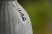 Load image into Gallery viewer, Sage Green with dark inclusions 6mm rose cut Montana Sapphire Necklace in 14k Gold Fill