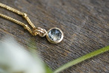Load image into Gallery viewer, Sage Green with dark inclusions 6mm rose cut Montana Sapphire Necklace in 14k Gold Fill