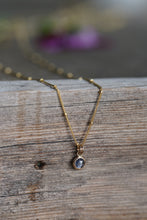 Load image into Gallery viewer, Blue Blue it's almost Purple 6mm rose cut Montana Sapphire Necklace in 14k Gold Fill
