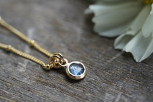 Load image into Gallery viewer, Blue Blue it's almost Purple 6mm rose cut Montana Sapphire Necklace in 14k Gold Fill
