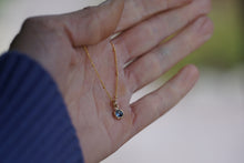 Load image into Gallery viewer, Blue Blue it's almost Purple 6mm rose cut Montana Sapphire Necklace in 14k Gold Fill