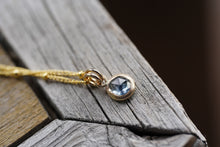 Load image into Gallery viewer, True Denim Blue with dark inclusion 6mm rose cut Montana Sapphire Necklace in 14k Gold Fill