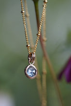 Load image into Gallery viewer, True Denim Blue with dark inclusion 6mm rose cut Montana Sapphire Necklace in 14k Gold Fill