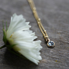 Load image into Gallery viewer, Dark Blue with dark inclusion 6mm rose cut Montana Sapphire Necklace in 14k Gold Fill