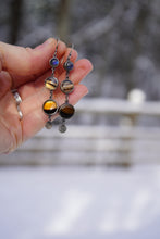 Load image into Gallery viewer, Montana Agate Danglers with Labradorite teenies