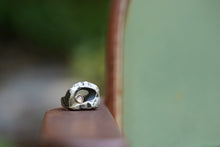 Load image into Gallery viewer, In Deep - Cavern ring size 7.25 - Lost Wax Carved with Pink & Gray rosecut Montana Sapphire in 14k Gold