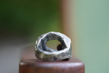 Load image into Gallery viewer, In Deep - Cavern ring size 7.25 - Lost Wax Carved with Pink & Gray rosecut Montana Sapphire in 14k Gold