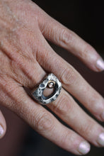 Load image into Gallery viewer, In Deep - Cavern ring size 7.25 - Lost Wax Carved with Pink & Gray rosecut Montana Sapphire in 14k Gold