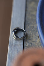 Load image into Gallery viewer, In Deep - Cavern ring size 7.5 - Lost Wax Carved with 3mm Cornflower blue Montana Sapphire