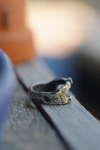 Load image into Gallery viewer, In Deep - Cavern ring size 7.5 - Lost Wax Carved with 3mm Cornflower blue Montana Sapphire