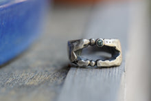 Load image into Gallery viewer, In Deep - Cavern ring size 8 - Lost Wax Carved with 3mm Teal blue Montana Sapphire