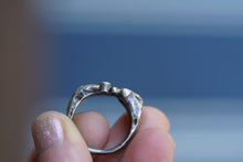 Load image into Gallery viewer, In Deep - Cavern ring size 8 - Lost Wax Carved with 3mm Teal blue Montana Sapphire
