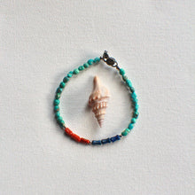 Load image into Gallery viewer, Just Add Sun: A Coral, Turquoise, and Lapis Lazuli bracelet in Sterling Silver