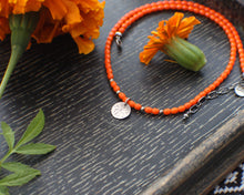 Load image into Gallery viewer, "No Bad Days in Orange"- A Tiny Spark Necklace, adjustable 15-17" OOAK