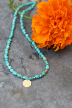 Load image into Gallery viewer, Emerald Valley Nugget Turquoise Necklace with 14k Gold Fill Tiny Spark