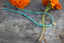 Load image into Gallery viewer, Emerald Valley Nugget Turquoise Necklace with 14k Gold Fill Tiny Spark