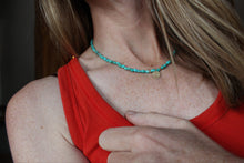 Load image into Gallery viewer, Emerald Valley Nugget Turquoise Necklace with 14k Gold Fill Tiny Spark