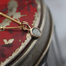 Load image into Gallery viewer, #2 Light Gray Green 6mm Rosecut Montana Sapphire Necklace in 14k Gold Fill - OOAK