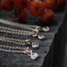 Load image into Gallery viewer, Very Light Gray Green 4mm Rose Cut Montana Sapphire Necklace in 14k Gold Fill - OOAK - #2