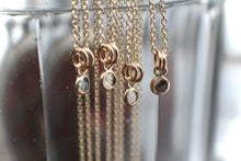 Load image into Gallery viewer, Very Light Gray Green 4mm Rose Cut Montana Sapphire Necklace in 14k Gold Fill - OOAK - #1