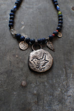 Load image into Gallery viewer, Birdsong Beaded Necklace with Lapis, Coral, and Antique African Trade Beads.