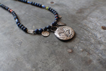 Load image into Gallery viewer, Birdsong Beaded Necklace with Lapis, Coral, and Antique African Trade Beads.