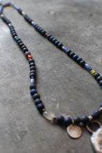 Load image into Gallery viewer, Birdsong Beaded Necklace with Lapis, Coral, and Antique African Trade Beads.