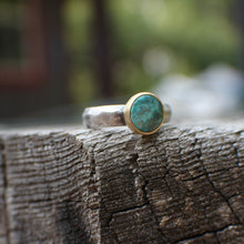 Load image into Gallery viewer, Size 6.75 Bisbee Turquoise Ring in 18k Gold & Sterling Silver