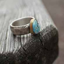 Load image into Gallery viewer, Size 8 Kazakhstan Lavender Turquoise Ring in 18k Gold & Sterling Silver *minor flaw