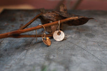 Load image into Gallery viewer, Tiny Gold Coin Earrings, 14k Gold Fill Harbinger of Joy Charms
